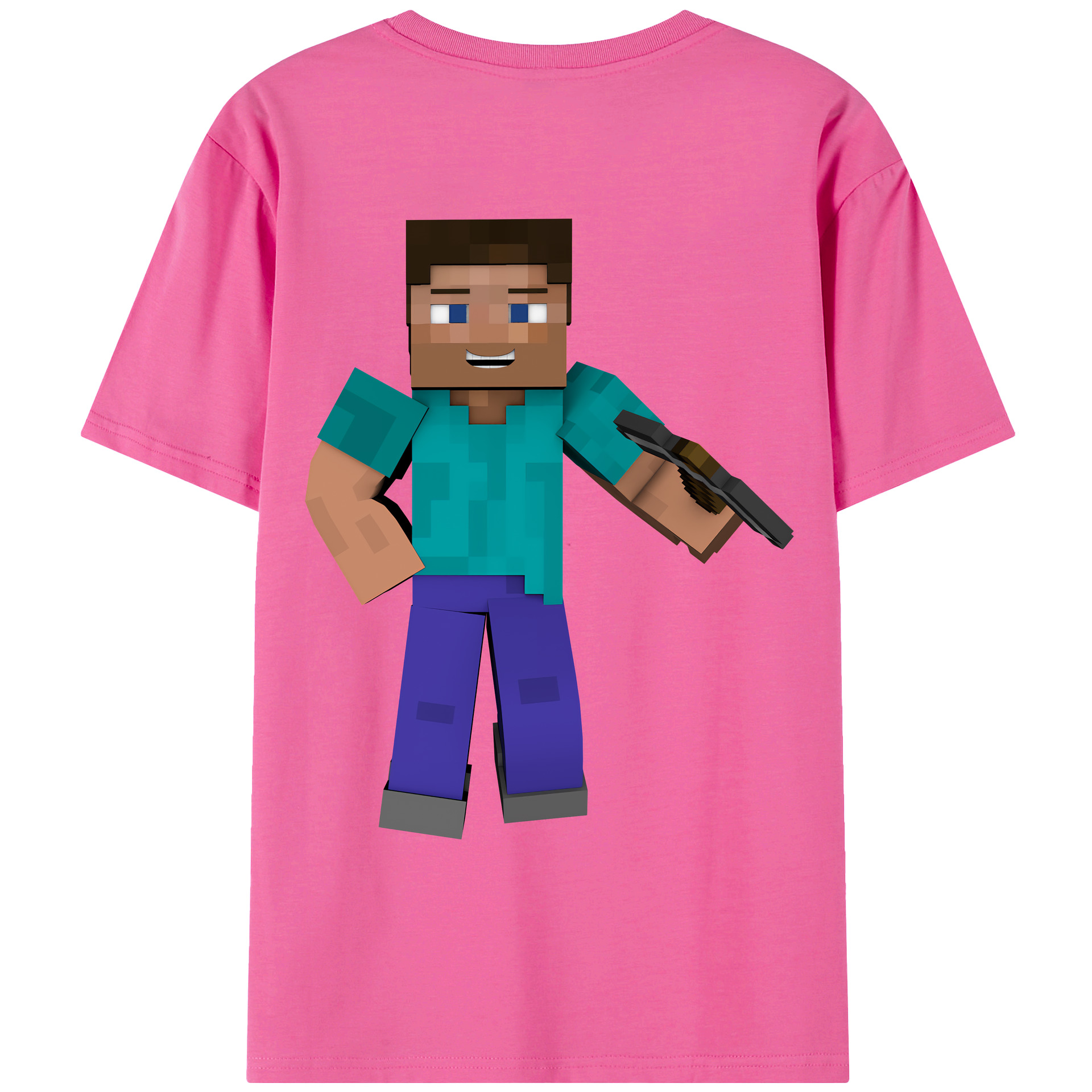 （画像用） マインクラフト ブロックの世界 Minecraft MC Block world レディース半袖Tシャツ(バックプリント)